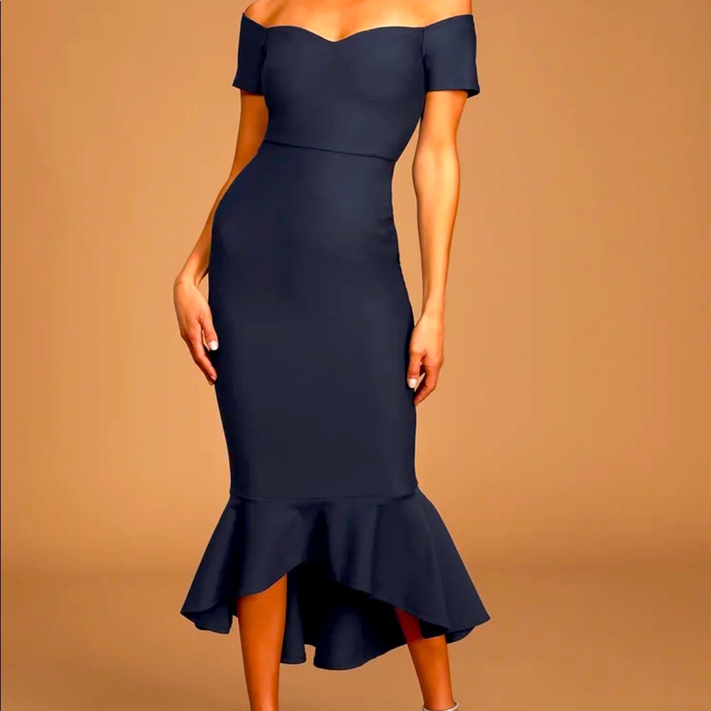 Lulu navy blue midi dress